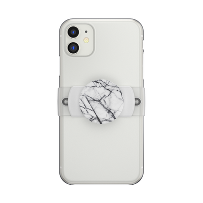 Secondary image for hover PopGrip Slide Stretch Dove White Marble with Rounded Edges