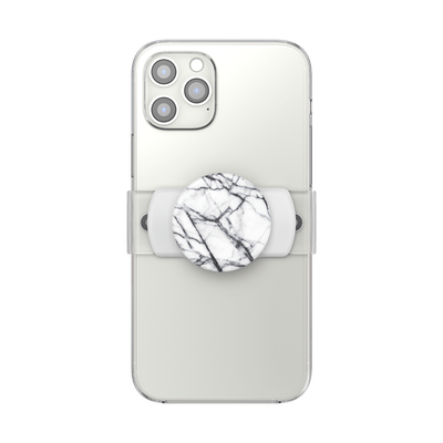 Secondary image for hover PopGrip Slide Stretch Dove White Marble on White with Square Edges